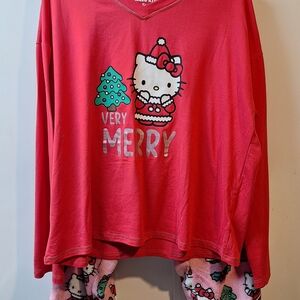 Hello Kitty Red And Pink Womans Pajama Set